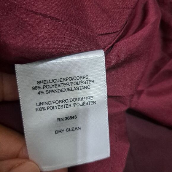 Calvin Klien Satin Puff Sleeve High Low Ruffled Hem Holiday Burgundy S 12 NWT - Picture 7 of 17